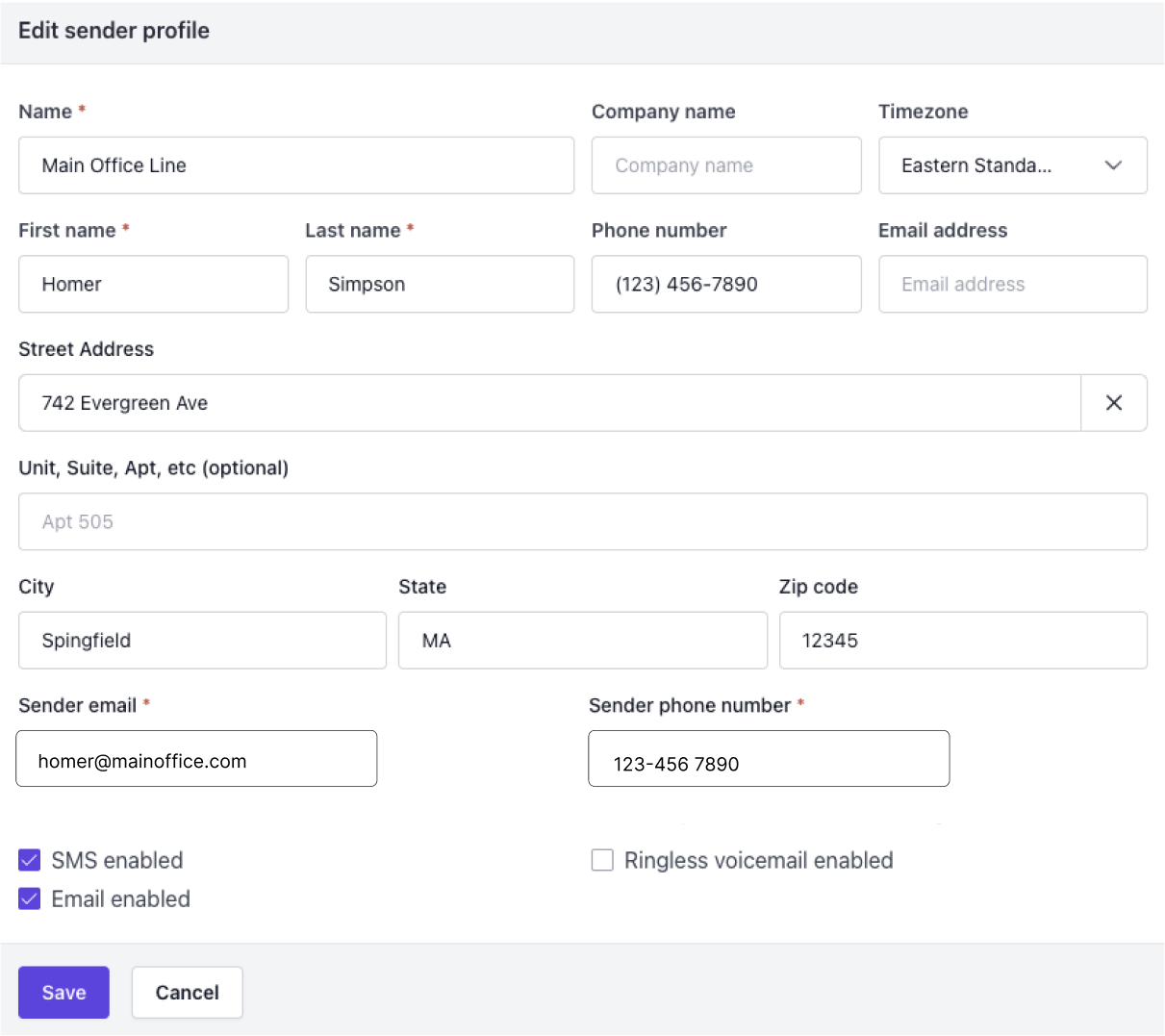 Sender Profiles